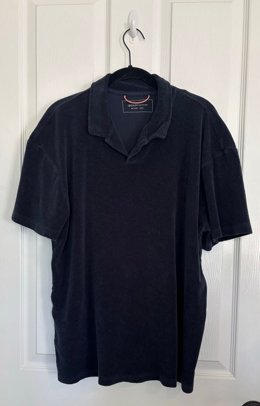 Denim Tom Tailor Relaxed Large Men Navy Blue Terry Cloth Polo Shirt